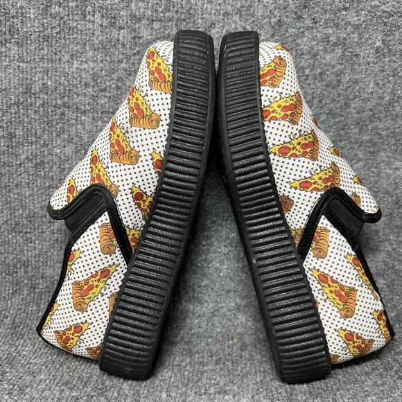 T.U.K Shoes Womens Size 7 White Black Creeper Slip-On Platform Pizza Print EU38 - Picture 6 of 9